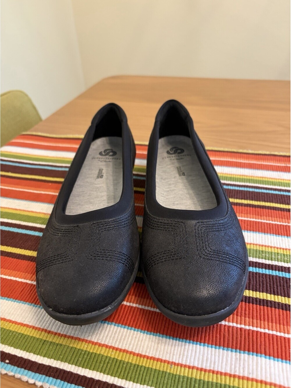 Clarks Womans Ayla Black Cloudsteppers Ballet Flat 8M